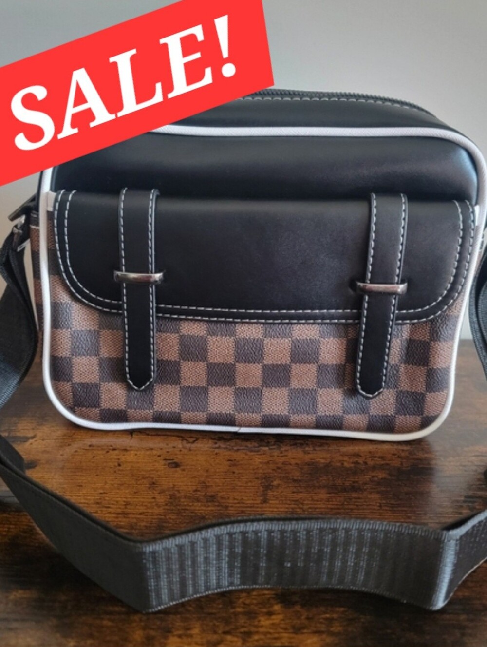 🔴65 Sale!! Stylish Brown Checkered Crossbody Bag Unisex